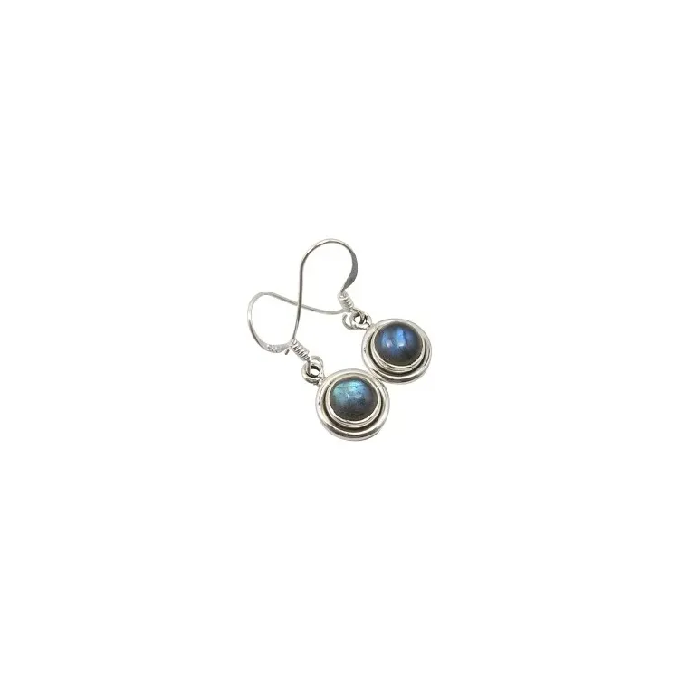 blå örhängen i oxiderat sterlingsilver
