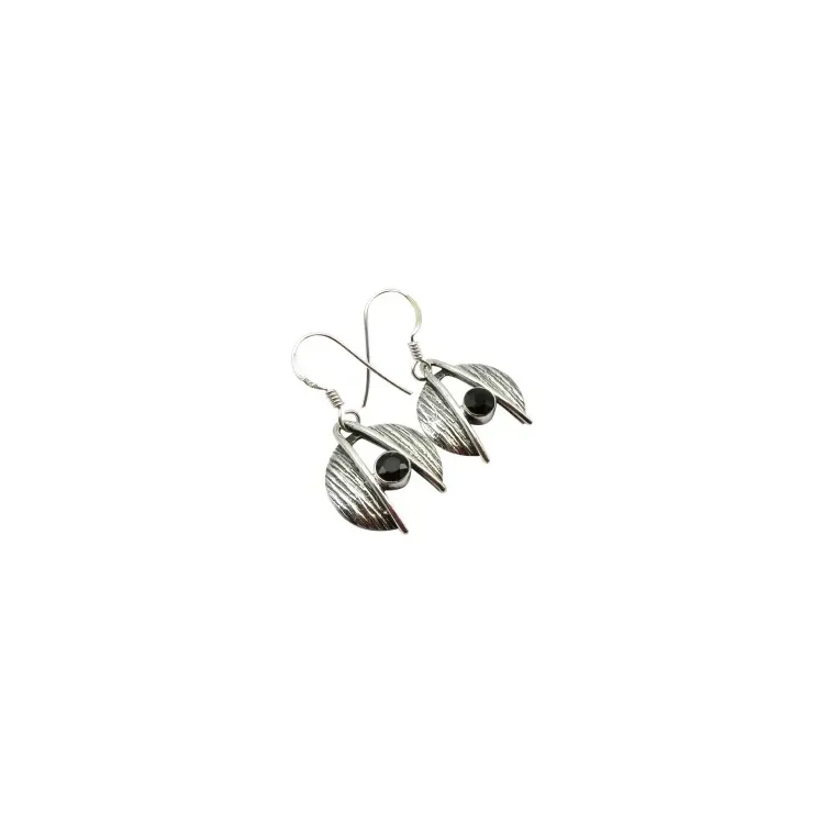 äkta onyxer örhängen i oxiderat sterlingsilver