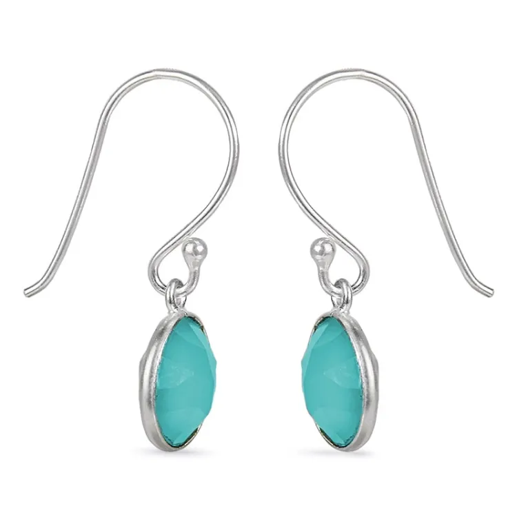 runda turkis calcedonit örhängen i silver - Loom Stones