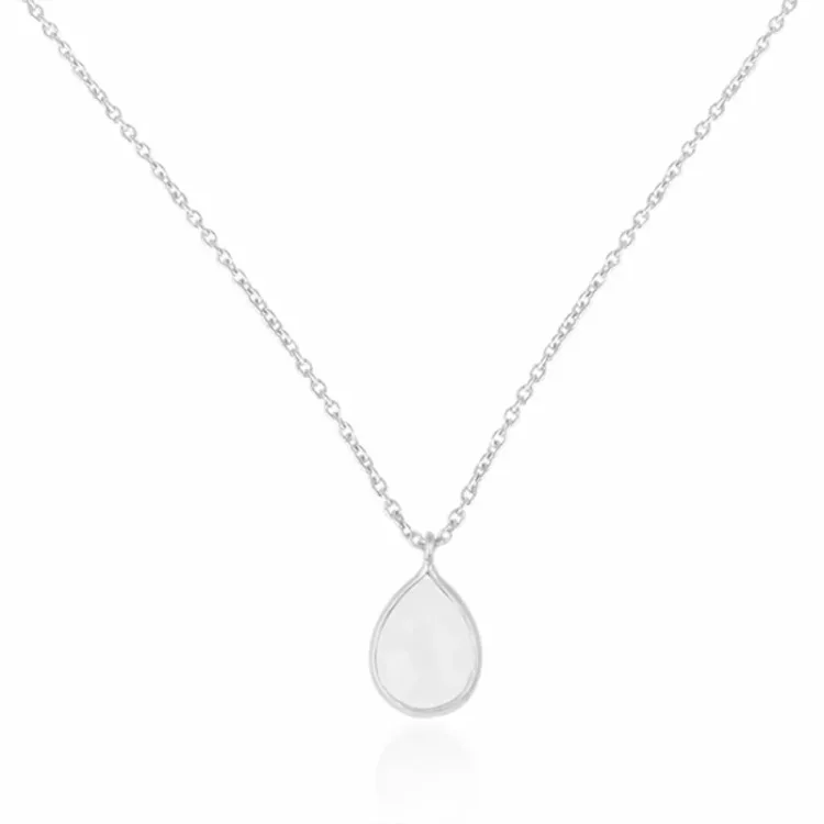droppe månsten halsband i silver med hängen i silver - Loom Stones