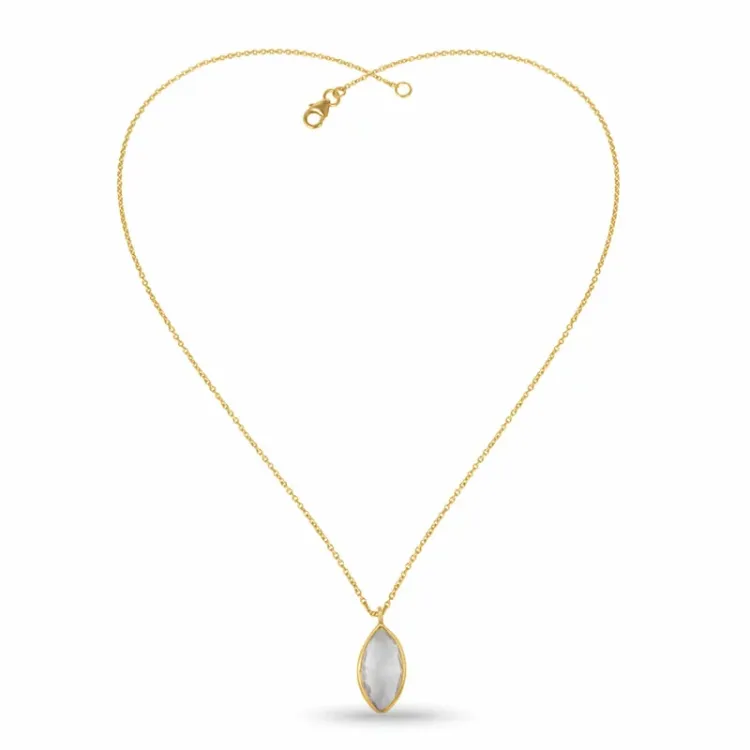 oval topas halsband i förgyllt silver med hängen i förgyllt silver
