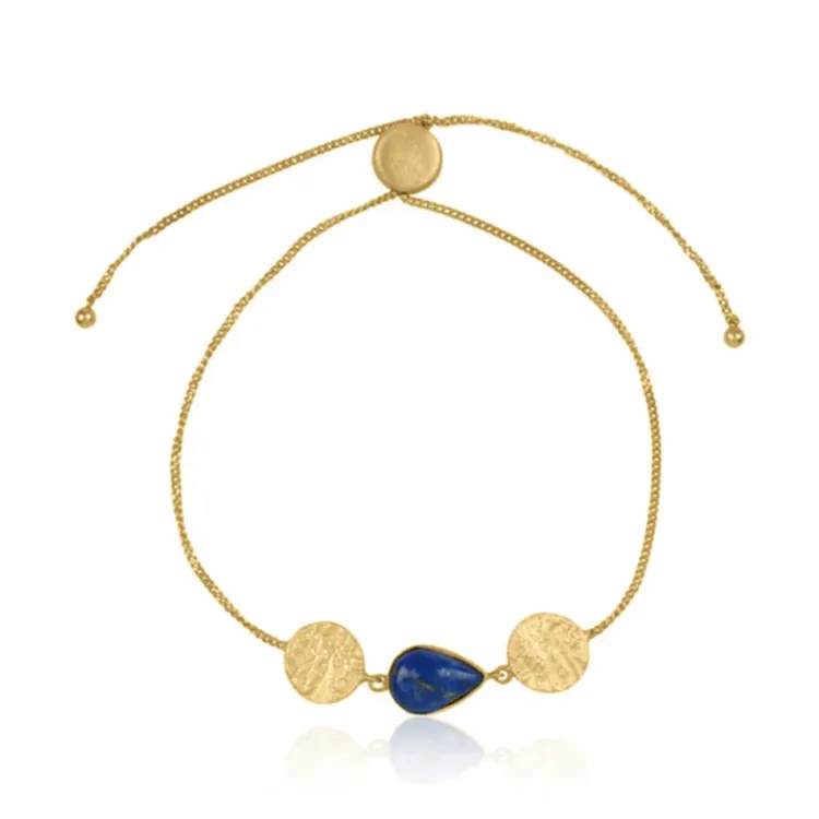 lapis lazuli armband i förgyllt silver med hängen i förgyllt silver - Loom Stones