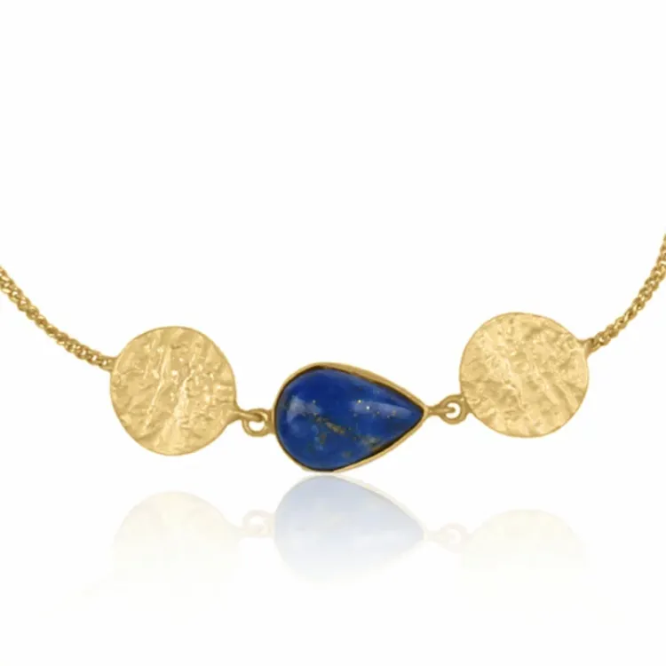 lapis lazuli armband i förgyllt silver med hängen i förgyllt silver - Loom Stones
