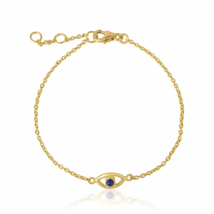 Kollektionsprov evil eye lapis lazuli armband i förgyllt silver med hängen i förgyllt silver