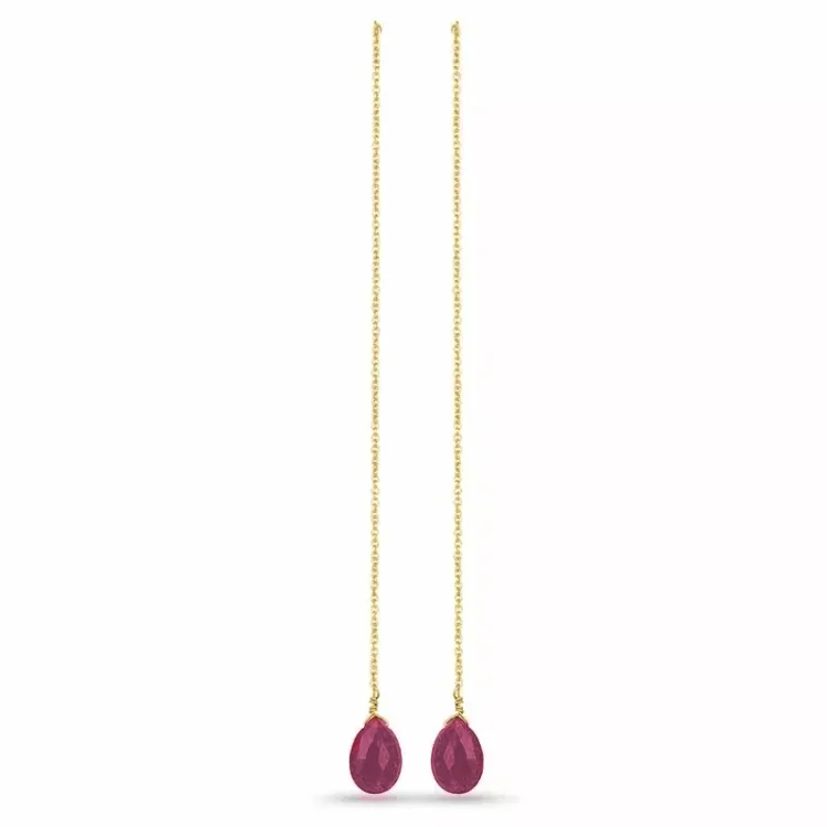 långa ear lines i förgyllt silver - Loom Stones
