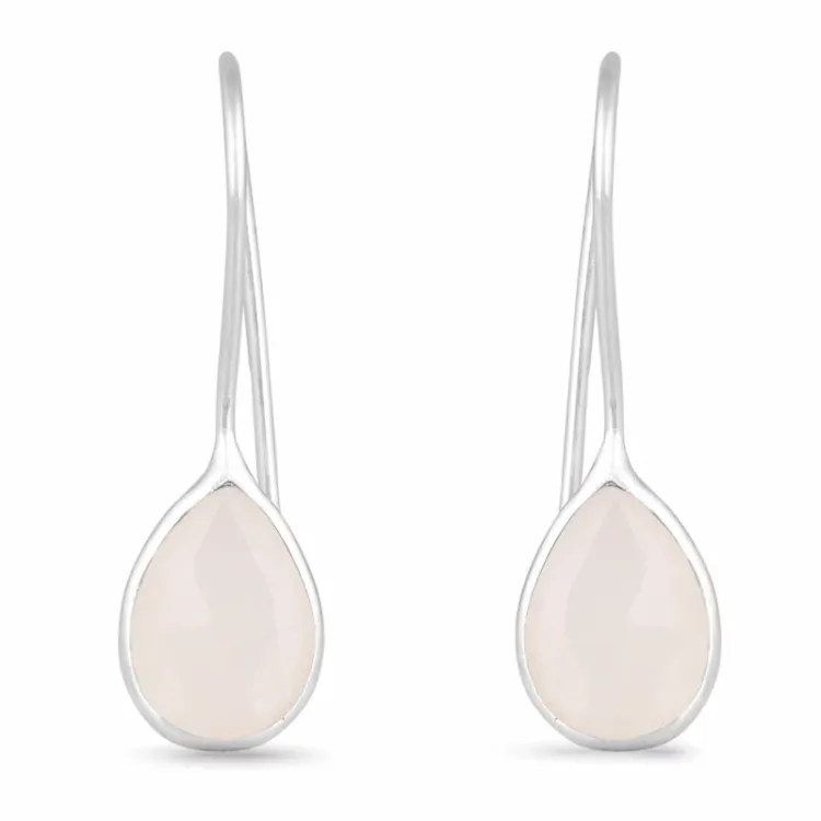 vita månsten örhängen i silver - Loom Stones