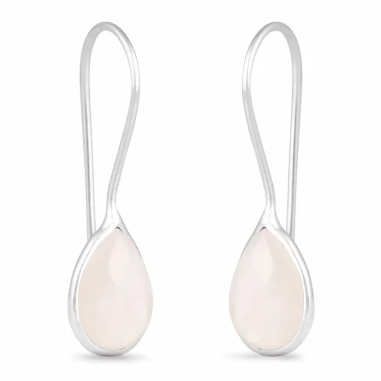 vita månsten örhängen i silver - Loom Stones