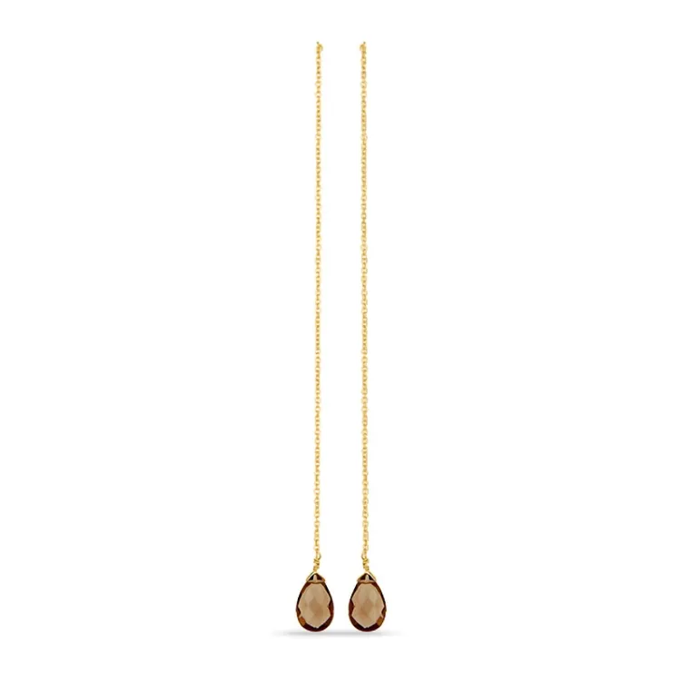 långa topas ear lines i förgyllt silver - Loom Stones