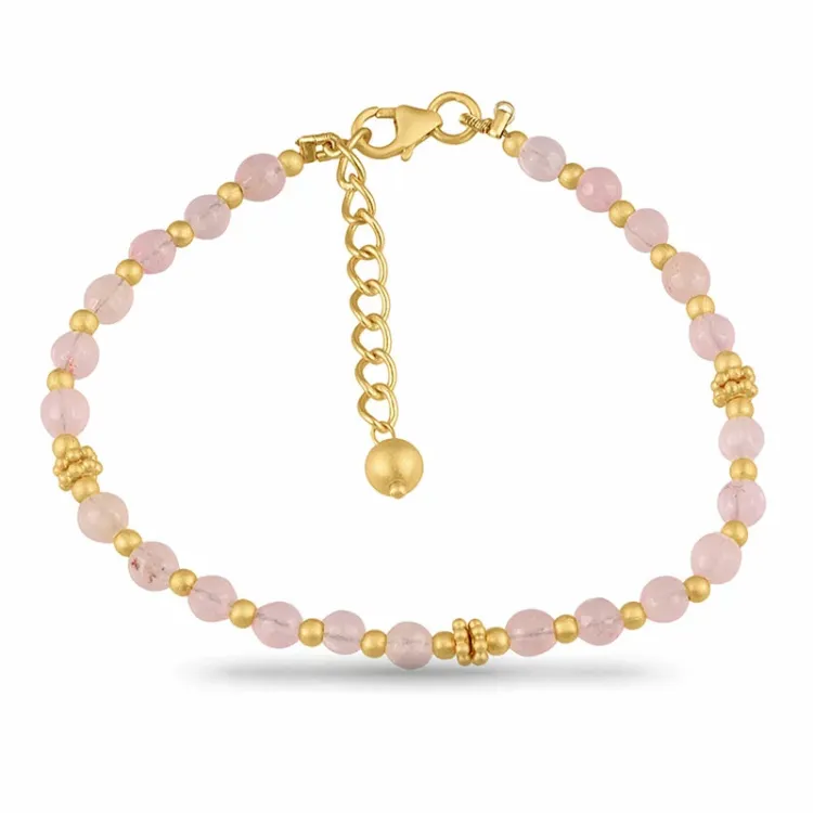 rosa calcedonit armband i förgyllt silver 14 cm   7 cm x 5,12 mm