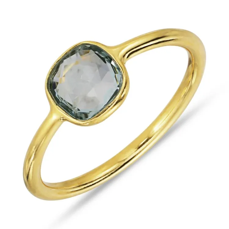 akvamarin ring i förgyllt silver - Loom Stones
