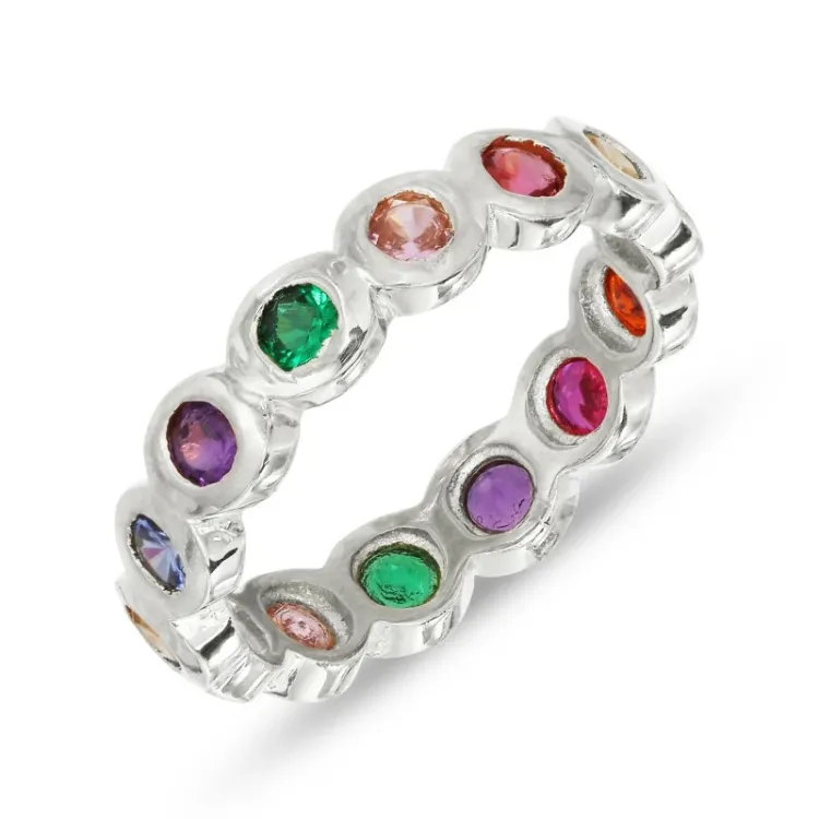 multifärgat zirkon ring i silver - Bubbly Twist