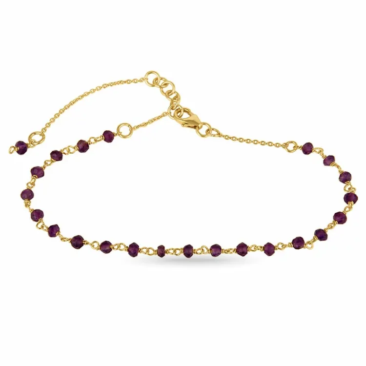 ametist armband i förgyllt silver - Loom Stones