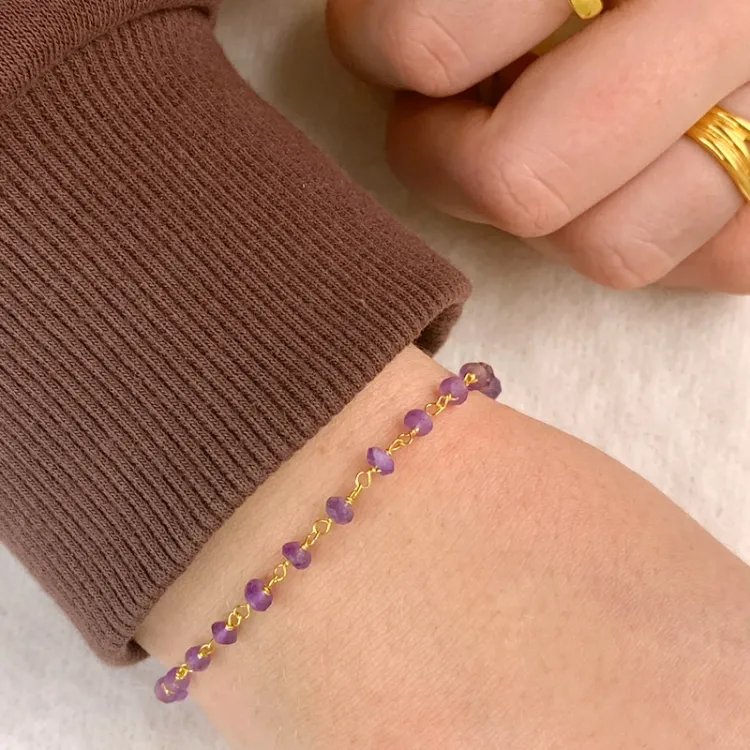 ametist armband i förgyllt silver - Loom Stones