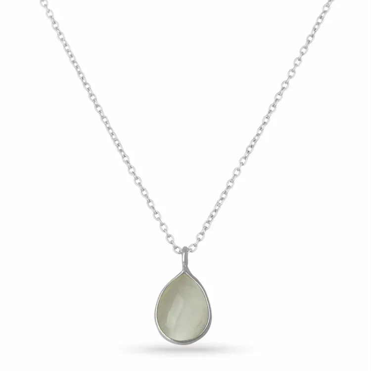 vit månsten halsband i silver med hängen i silver - Loom Stones
