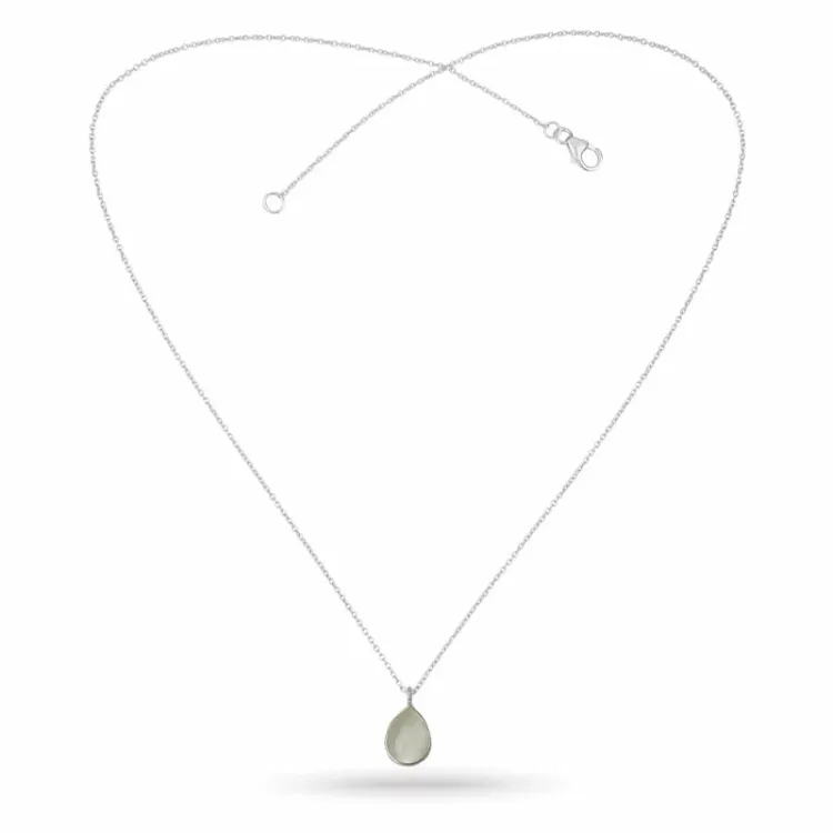 vit månsten halsband i silver med hängen i silver - Loom Stones
