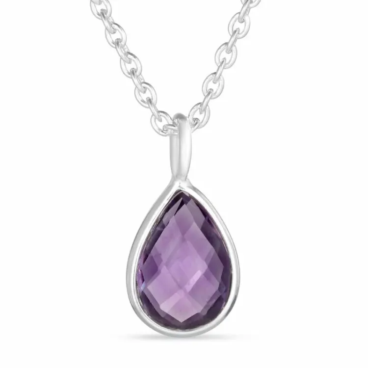 lila ametist halsband i silver med hängen i silver - Loom Stones