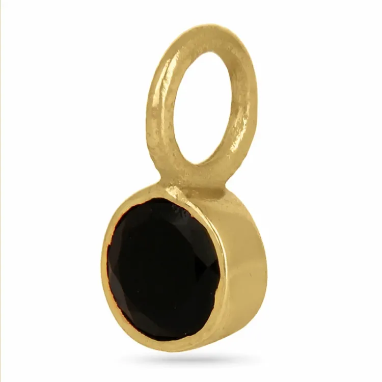Lille sort onyx hängen i förgyllt silver - Loom Stones
