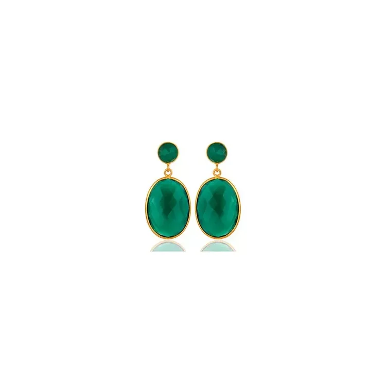 ovala onyx örhängen i förgyllt silver - Loom Stones