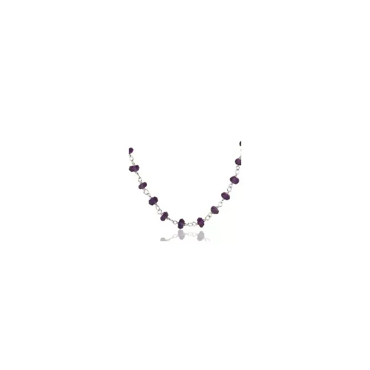 Enkel lila ametist halsband i silver 42 cm plus 5 cm x 3,0 mm