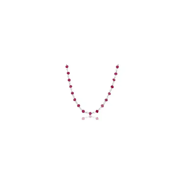 rosa aventurin halsband i silver 42 cm plus 5 cm x 3,0 mm