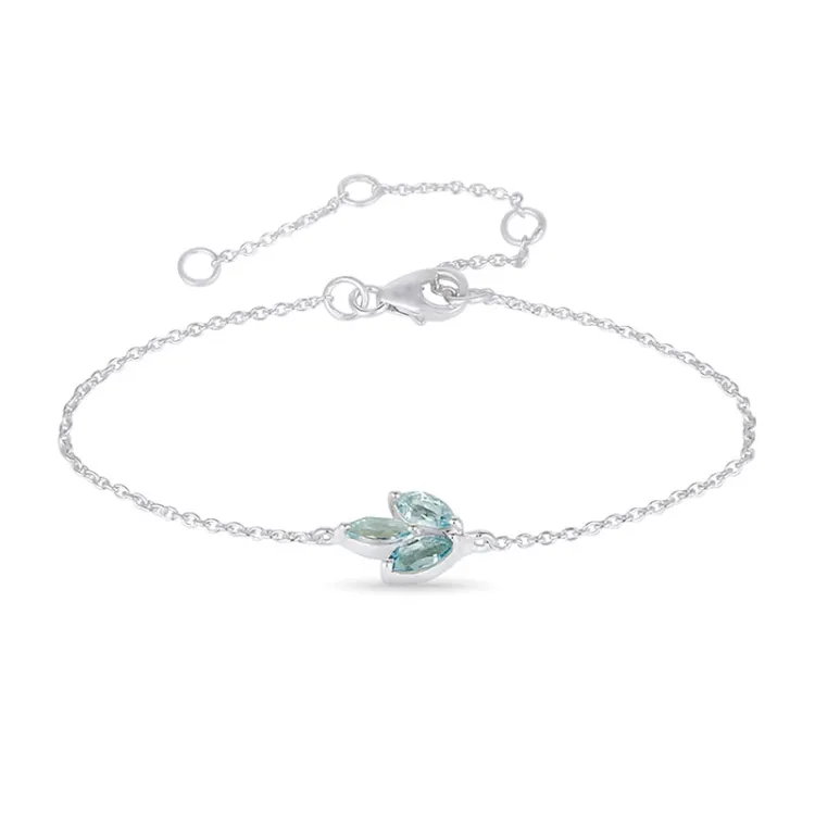 blå topas armband i silver med hängen i silver