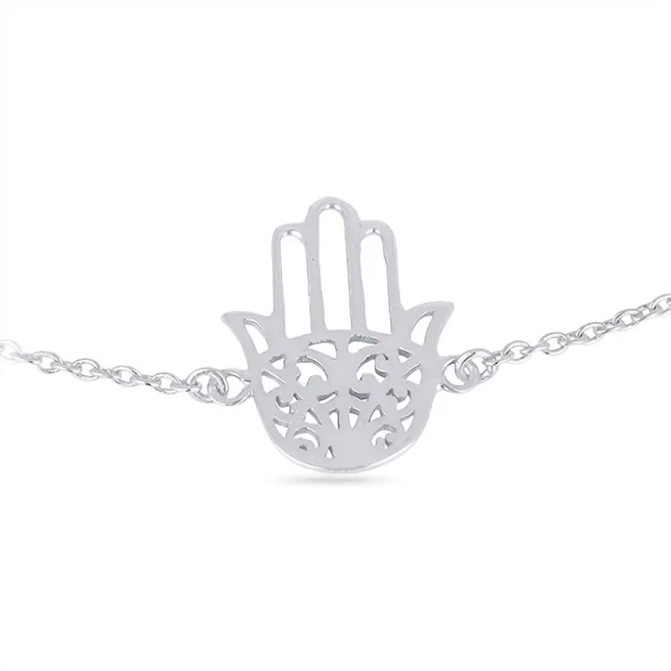fatimas hand armband i silver med hängen i silver