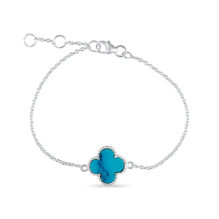 fyrklöver armband i silver med hängen i silver - Loom Stones