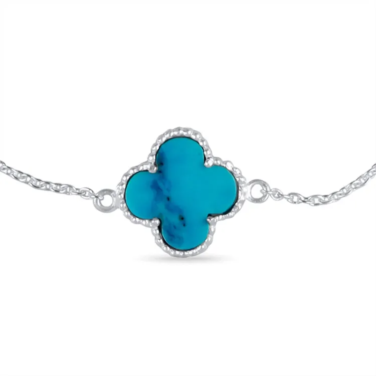 fyrklöver armband i silver med hängen i silver - Loom Stones