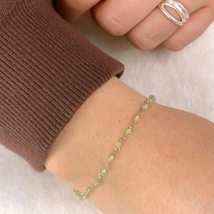 peridot armband i silver 15 cm plus 6 cm x 3,0 mm