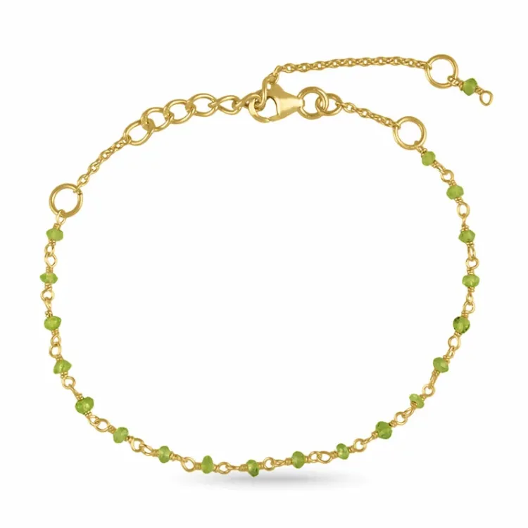 äkta peridot armband i förgyllt silver 15 cm plus 6 cm x 3,0 mm - Loom Stones