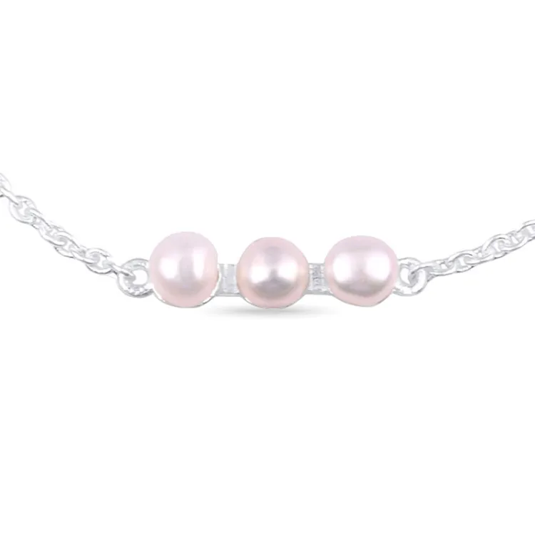 Elegant pärla armband i silver 14 cm plus 5 cm x 4,0 mm