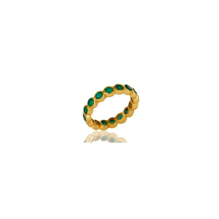 grön onyx ring i förgyllt silver
