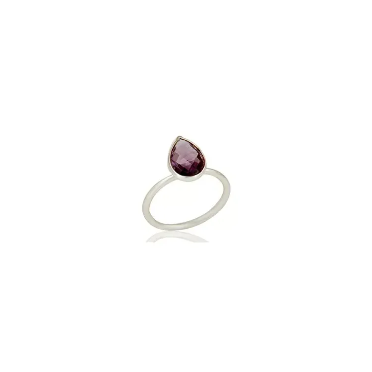 Droppe lila ametist ring i silver
