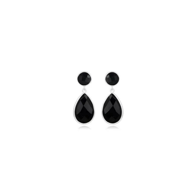 svarta onyx örhängen i silver