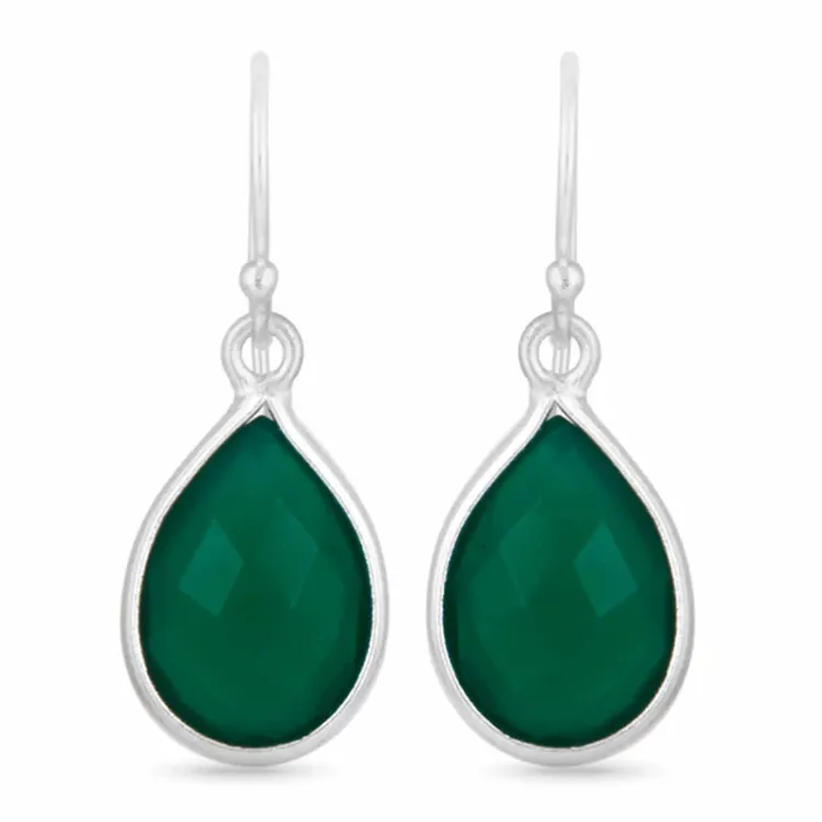 droppe onyx örhängen i silver - Loom Stones