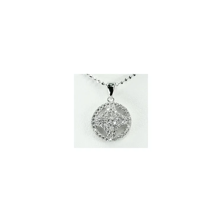 Runt zirkon hängen i silver