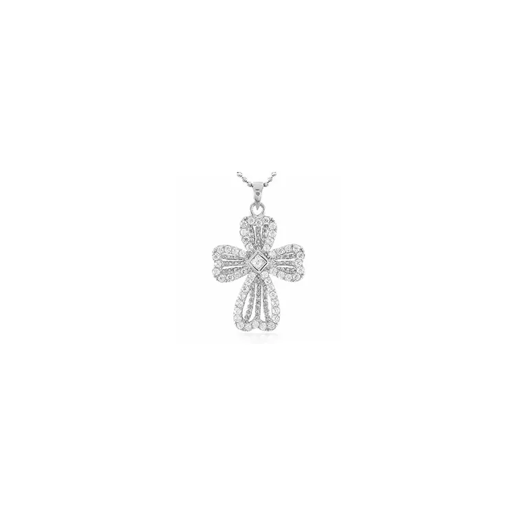 kors zirkon hängen i silver