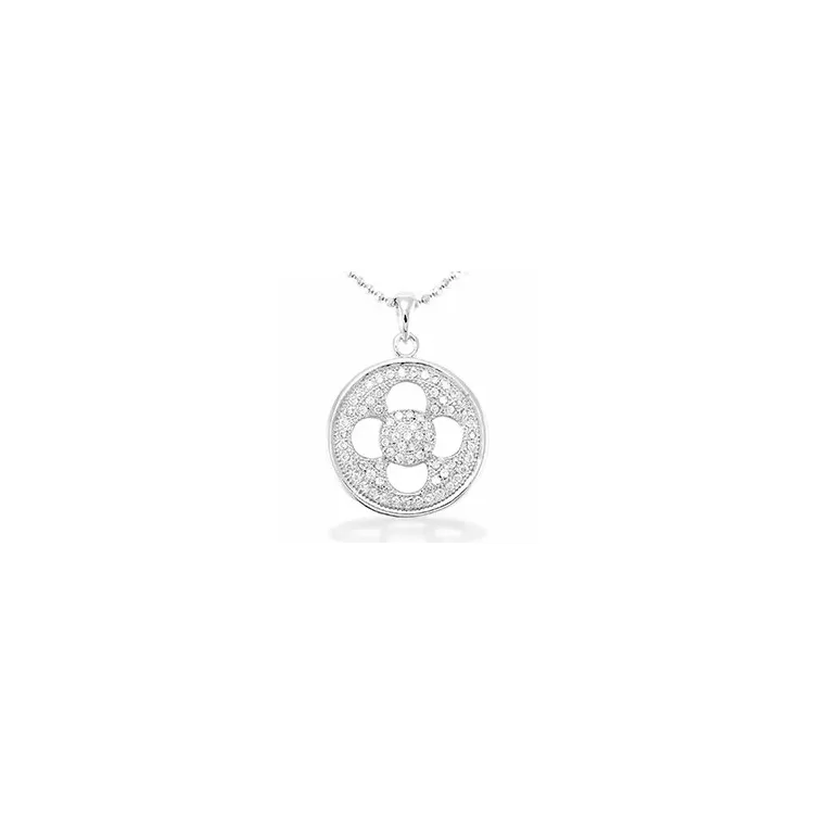 runt zirkon hängen i silver