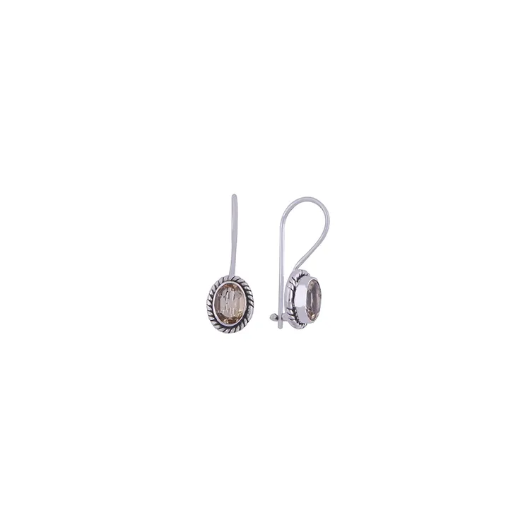 Ovala citriner örhängen i oxiderat sterlingsilver