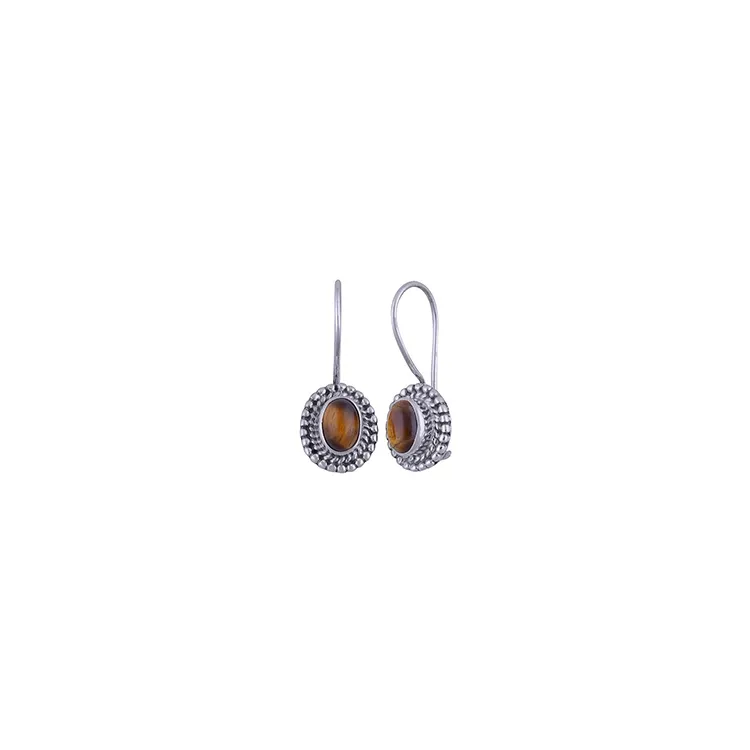 Ovala bruna örhängen i oxiderat sterlingsilver