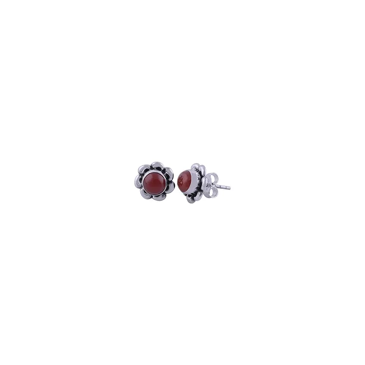 Blommor örhängestift i oxiderat sterlingsilver