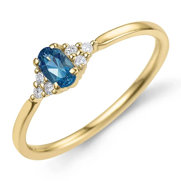 london topas ring i 9 karat guld 0,25 ct 0,06 ct - Simple Diamonds