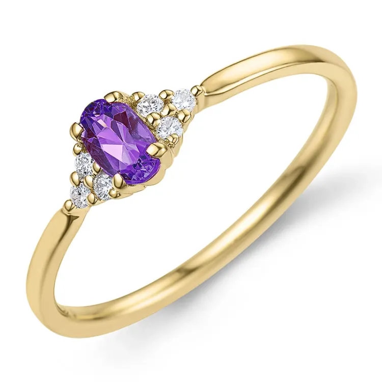 ametist diamantring i 9 karat guld 0,25 ct 0,06 ct - Simple Diamonds