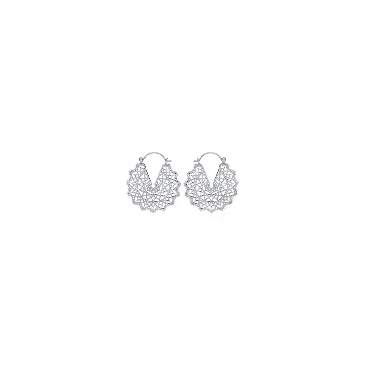 Stora runda mönstrad ear lines i silver