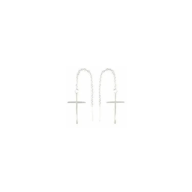 Långa kors ear lines i silver