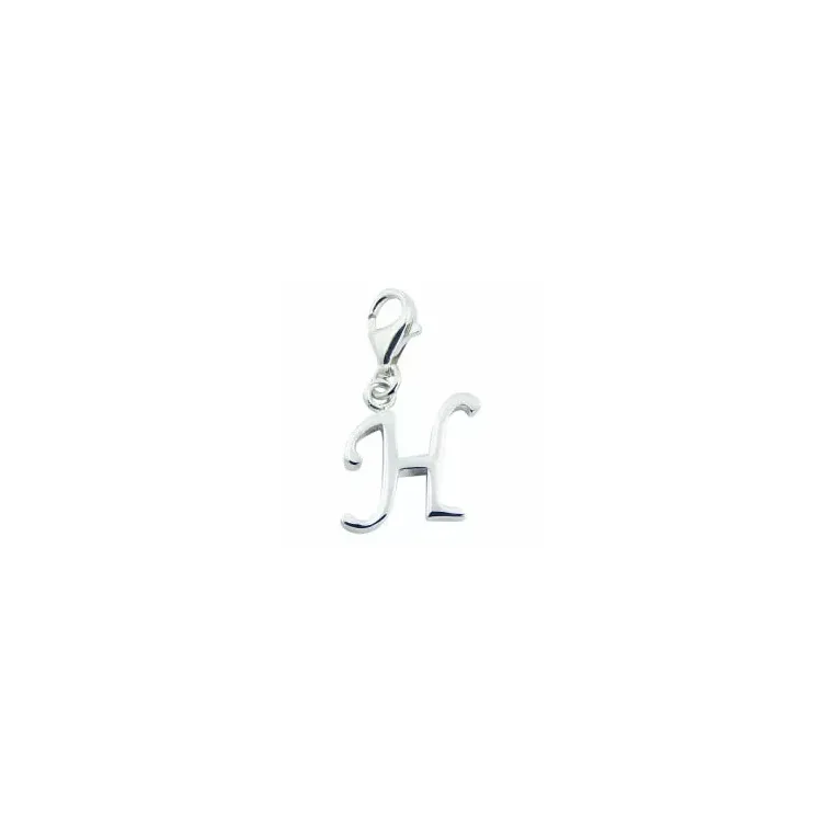charm i silver bokstaven H
