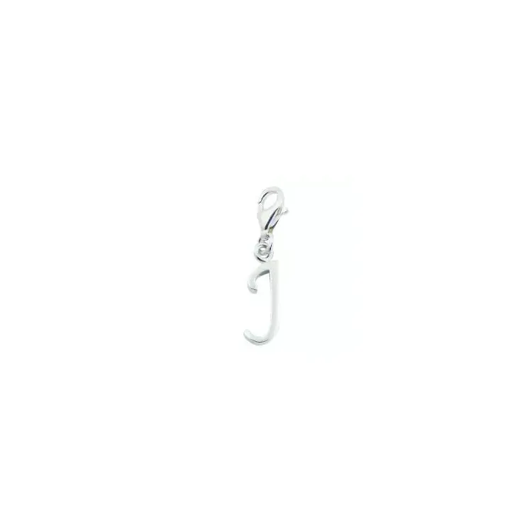 charm i silver bokstaven J
