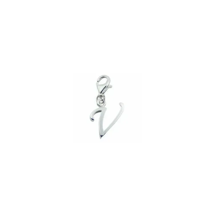 charm i silver bokstaven V
