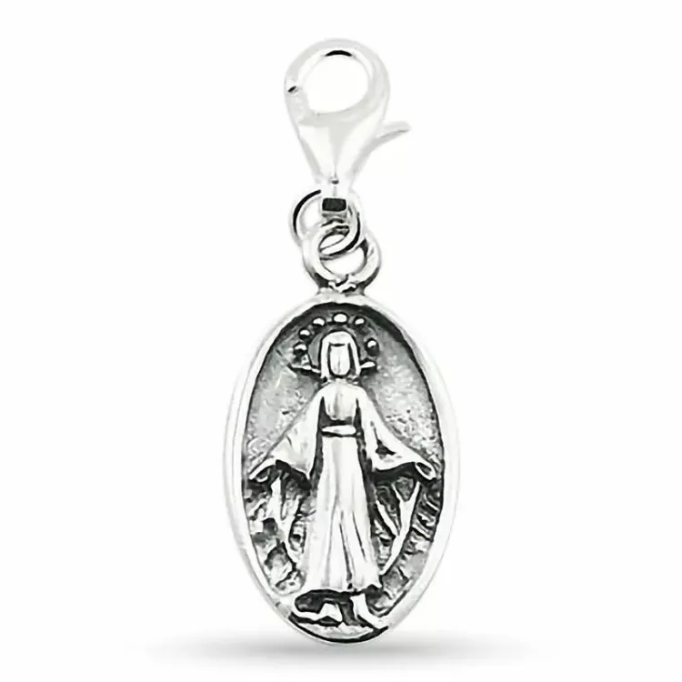 Oval Jesus charm i silver 