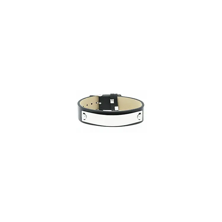 Hard Steel armband i läder med Rostfritt stål